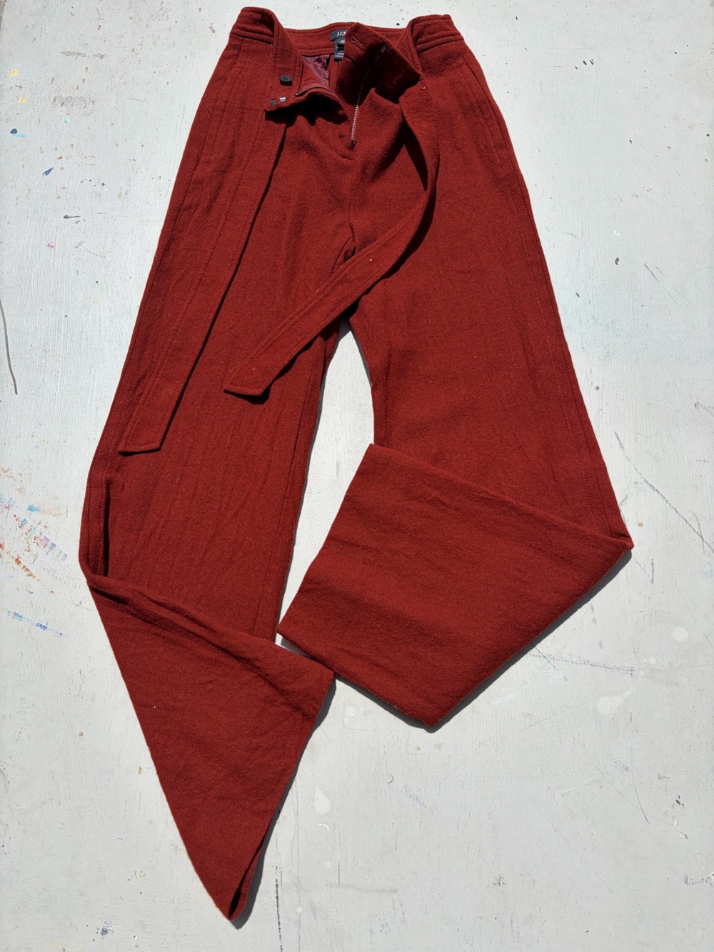 Women's J. Crew Pants Orange Solid 00 Business Casual Wool Elegant Office Wide